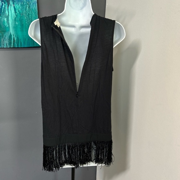 J CREW Top Womens‎ Small Black Sleeveless Tank Fringe Hem Zip Back Ponte Stretch - Picture 7 of 13